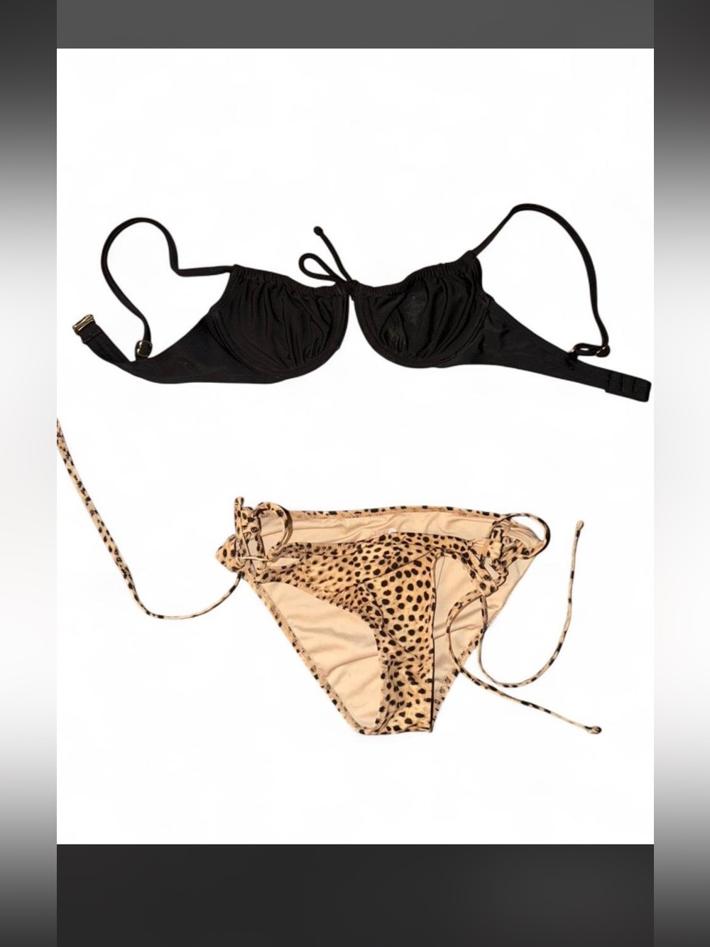 Black & Leopard Tie-Side Bikini Set - Women Swim